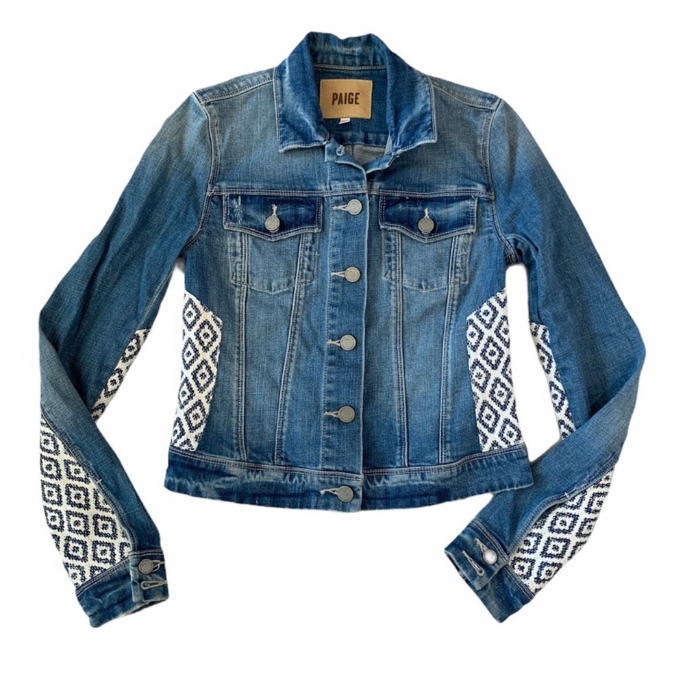 COPY - Paige Aztec Straw Western Distressed Jean Jacket